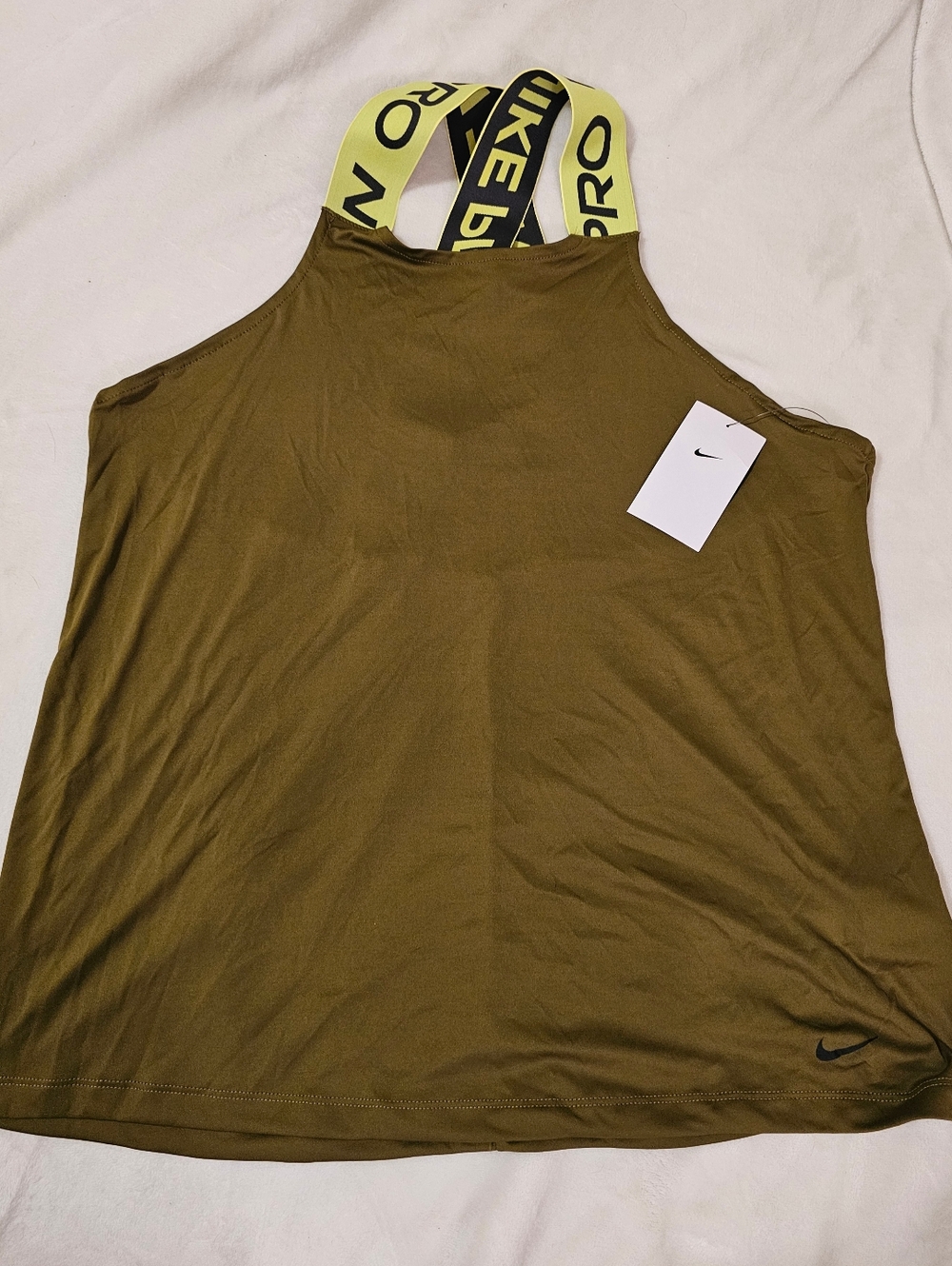 Nike Olive Tank Top with Neon Branded Straps